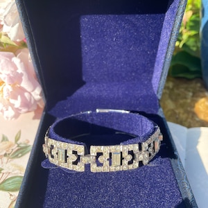 Vintage Art Deco Design Clear Crystal Panel Bracelet Silver Tone. Imperfect. Costume Jewellery Bracelet