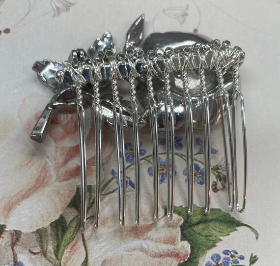 Vintage Marcasite Bridal Hair Comb, Small Silver … - image 7