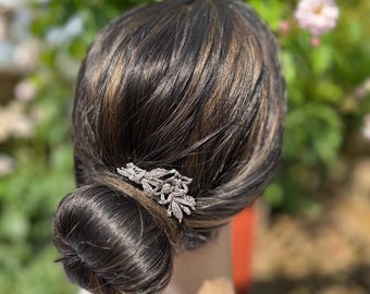 Sterling Silver Bridal Hair Accessory, Vintage Marcasite Hair Comb, Floral Wedding Headpiece, Upcycled