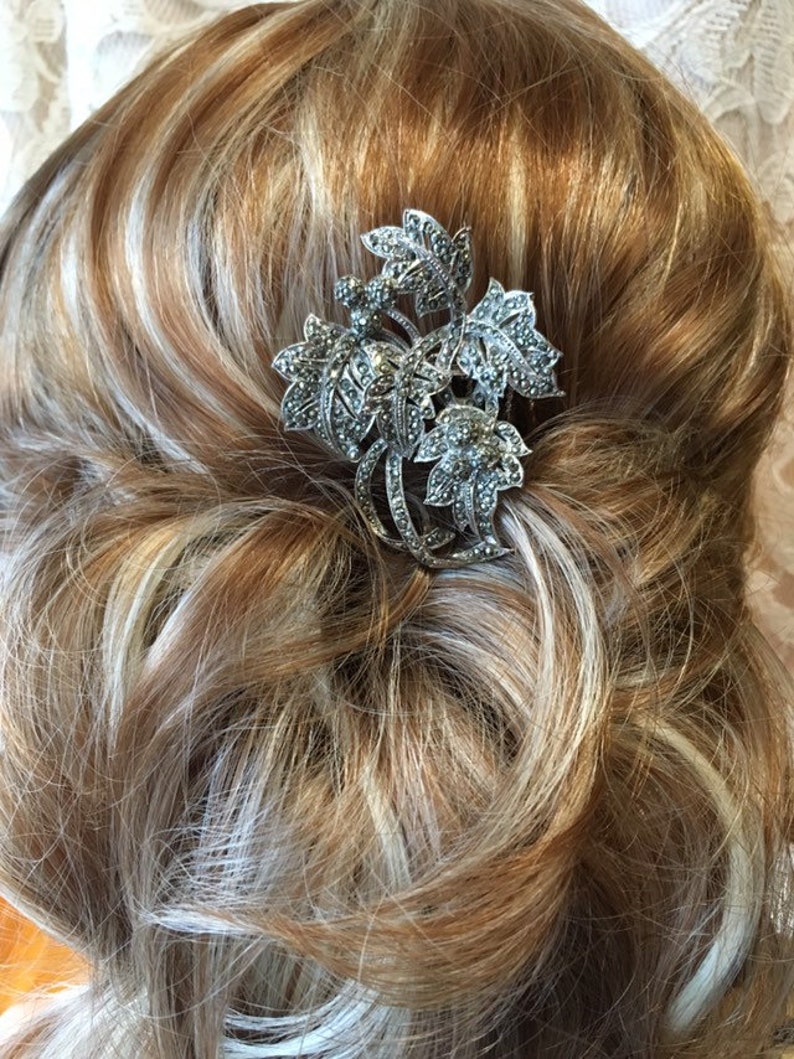 Vintage Bridal Vintage Marcasite Hair Comb- Leaves /& Berries Prom Hair Comb Bridesmaid Wedding Hair Accessories
