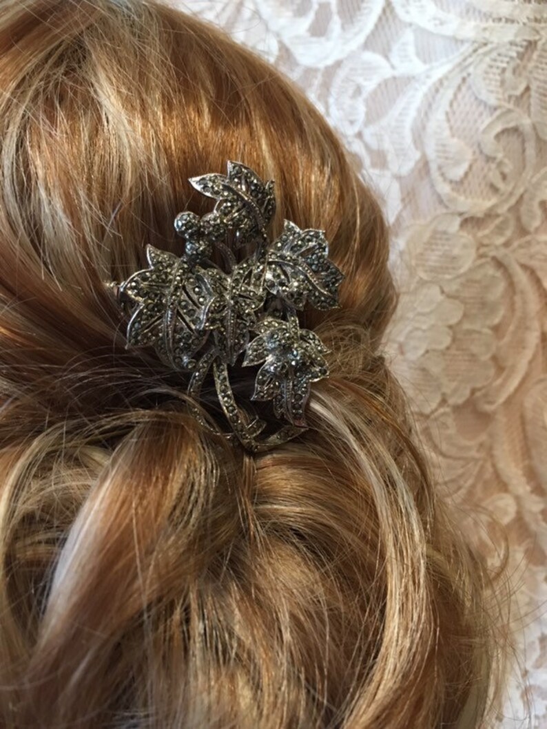 Vintage Bridal Vintage Marcasite Hair Comb- Leaves /& Berries Prom Hair Comb Bridesmaid Wedding Hair Accessories