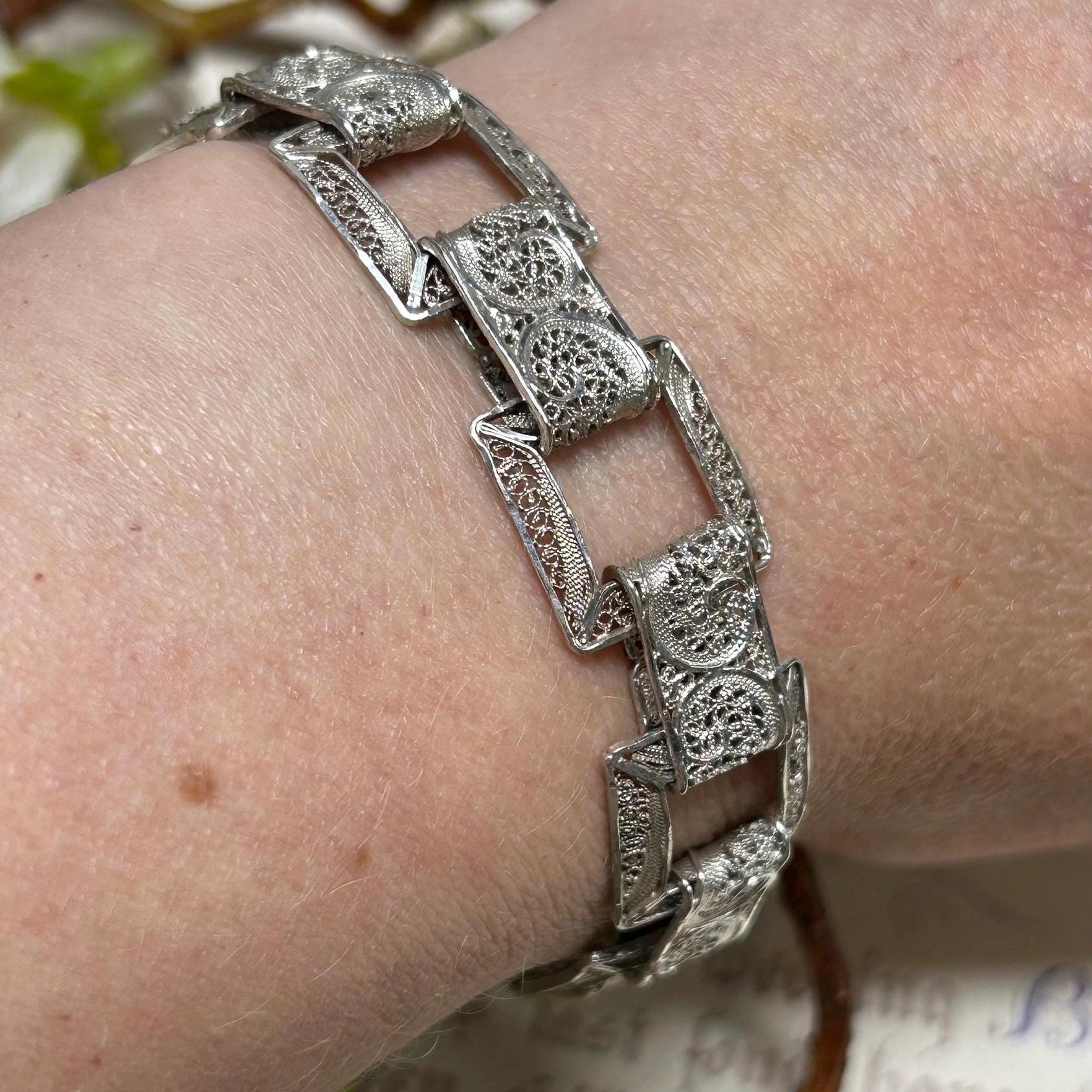 Silver filigree bracelet - Etsy 日本