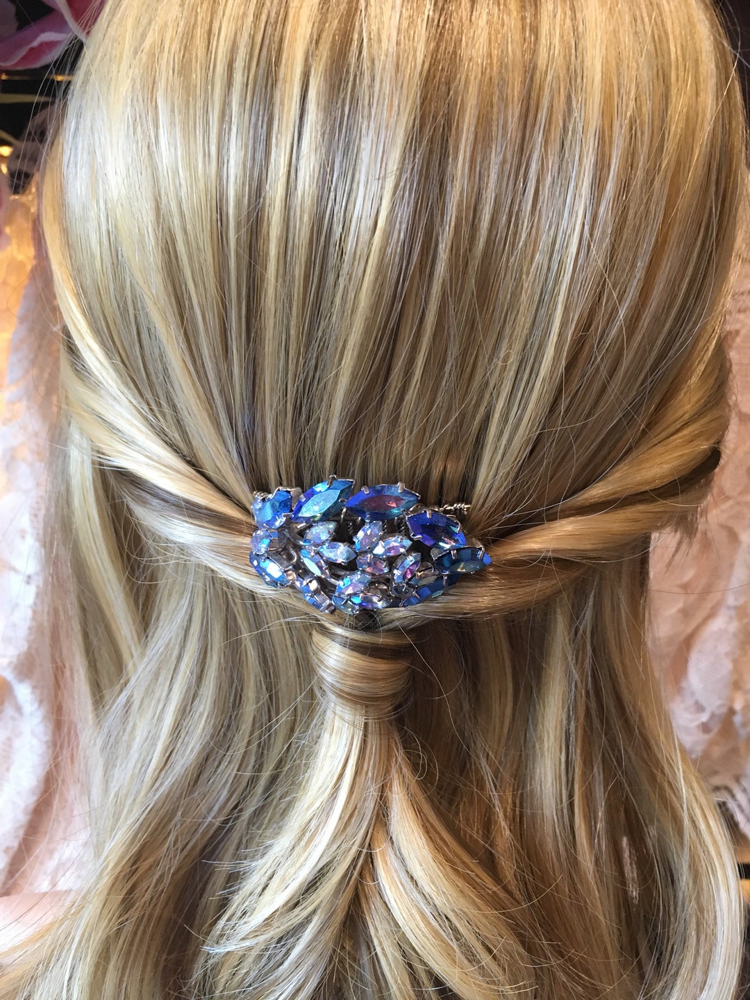 Blue Hair Accessory, Blue Bridal Hair Comb, Blue Bridesmaid Hair Piece
