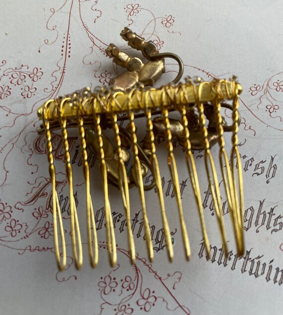 Vintage Gold & Clear Crystal Flower Hair Comb, up Cycled  display picture 1