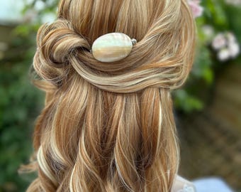 Vintage Sterling Silver &  Mother of Pearl Hair Comb, Up Cycled Bridal Headpiece