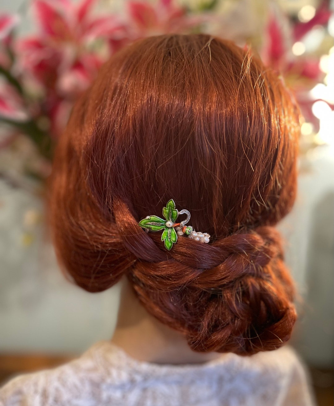 Green Leaf Hair Comb, Vintage Bridal Hair Piece, Autumn Hair Comb, Fall