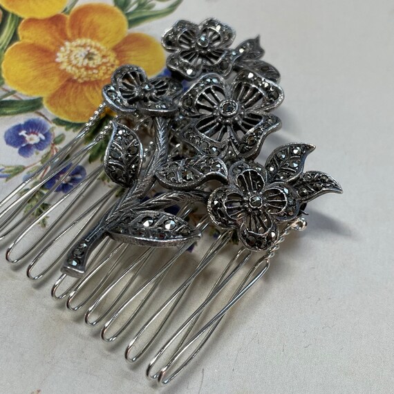 Vintage Bridal Hair Accessory, Sterling Silver & … - image 2
