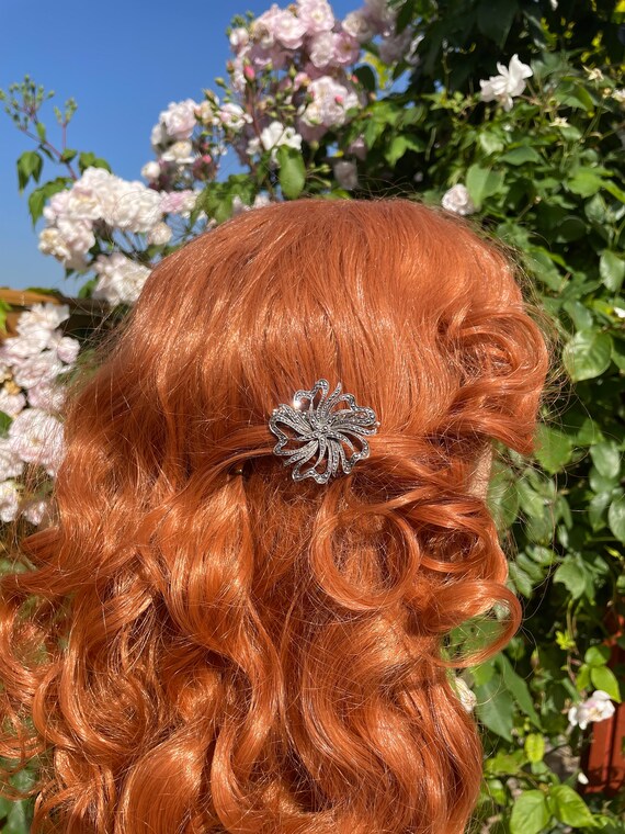 Vintage Marcasite & Sterling Silver Bridal Hair Comb: 1950s 