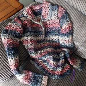 Crochet pattern for DIY summer jumper in adult and child sizes