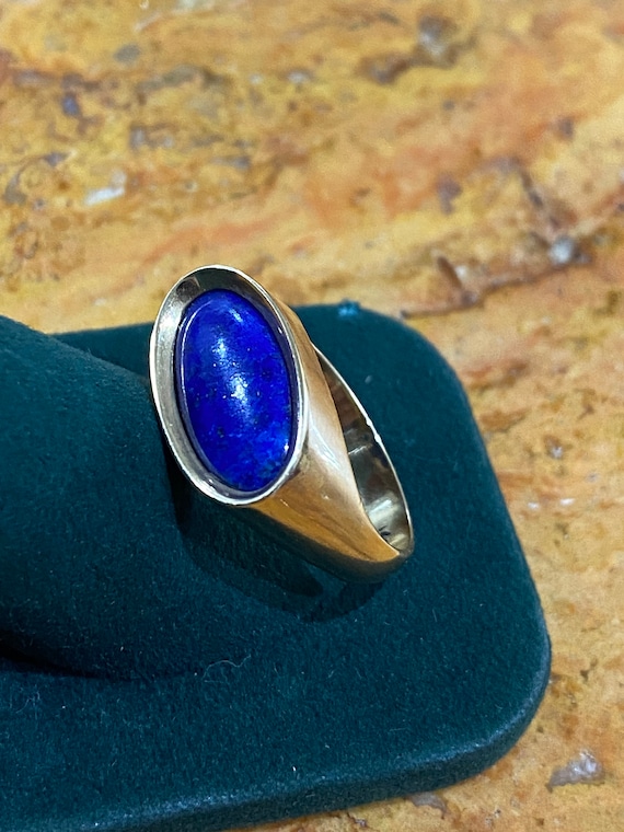 14K Gold Lapis Lazuli Men's or Lady's Ring Finger 