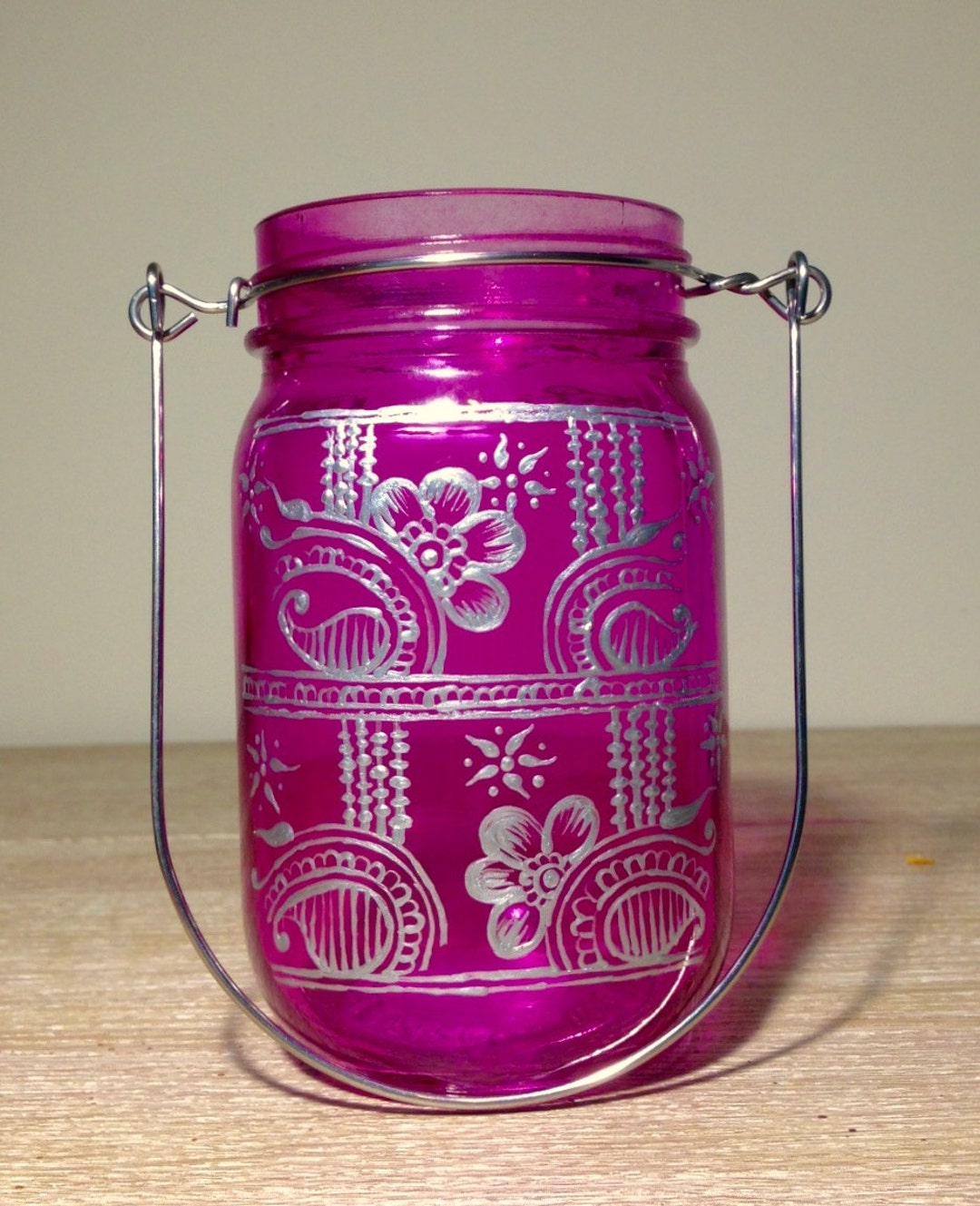Bright Saffron Pink Mason Jars wire Hangers Included With Etsy