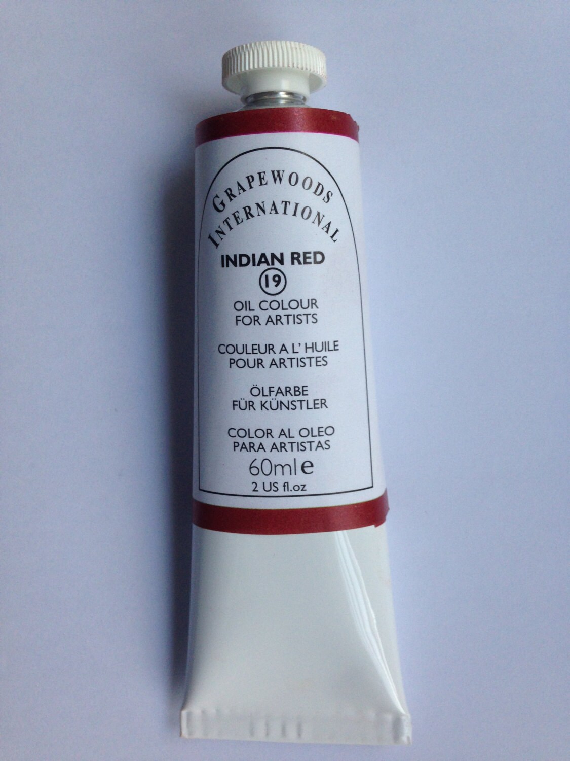 Indian red oil paint(1 new handmade oil color tube,60ml).