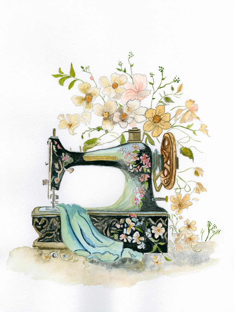 Sewing Inspiration Watercolor Print From Original by Claudia Buchanan Signed & Numbered Limited Edition image 1