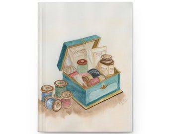 Journal - Antique Sewing Box  Hardcover Journal Matte Finish