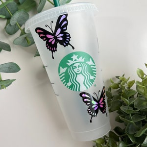 Butterfly Starbucks Cup Holographic Tumbler | Reusable Cup | Personalized Cup | Gift for Her | Gift for Friend | Gift Ideas