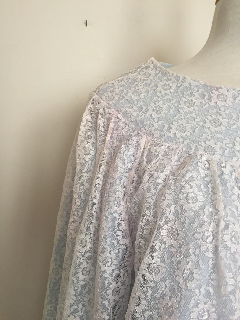 1960s Blue /& White Lace Bed Jacket Vintage