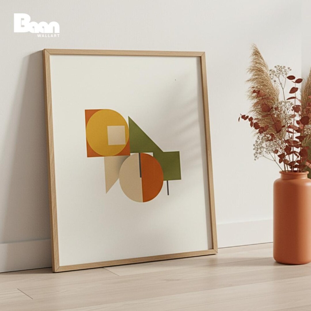 Mid Century Modern Geometric Art Print | Abstract Shapes Wall Decor ...