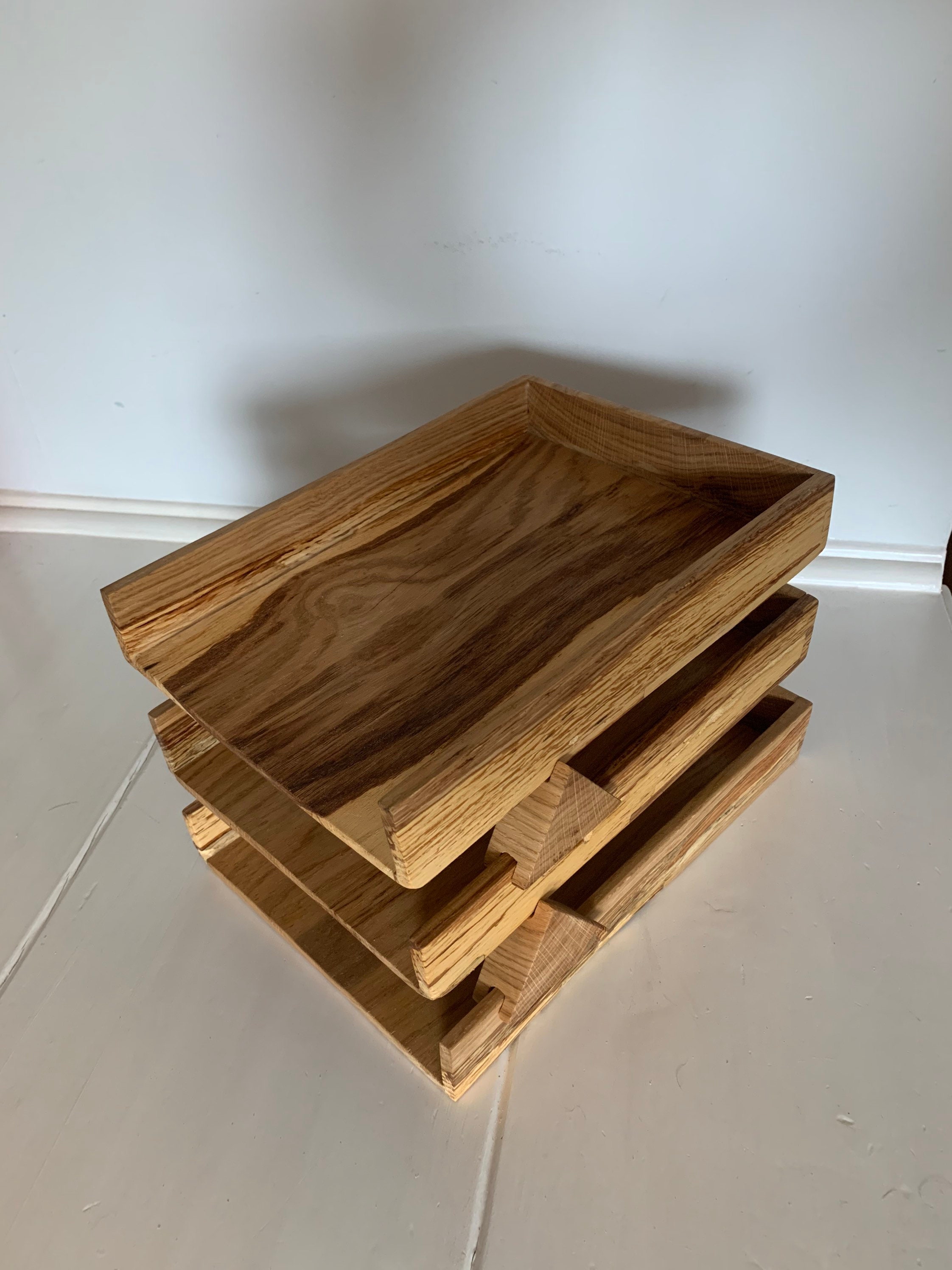 Hand sawn Oak wooden Paper Letter Tray A4 and A3. Etsy