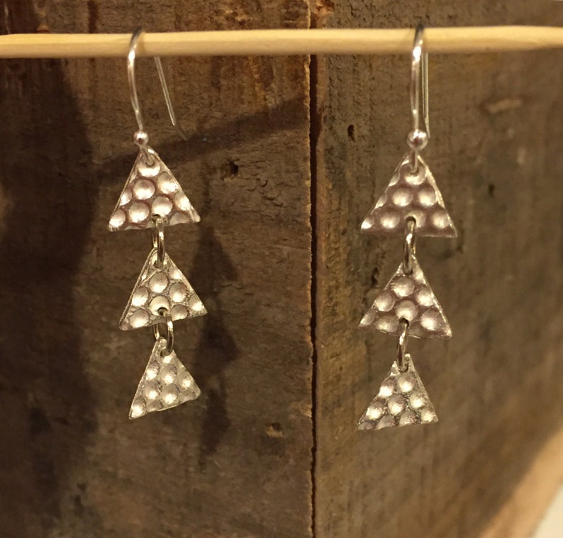 Triple Triangle Dangle Drop Earrings Etsy