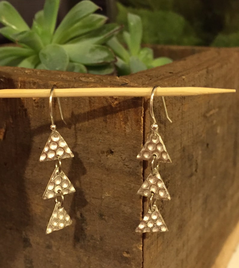 Triple Triangle Dangle Drop Earrings Etsy