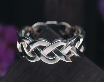 Wide Intertwined Ring Durable Silver - Aesthetic Twisted Band - Handmade Jewelry Gift for Him/Husband/Friend