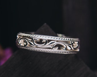 Vintage Promise Ring - Filigree Silver Ring for Him - Estate Leaf Vine Ring - Womens Vintage Jewelry - Gift for Nature Lover