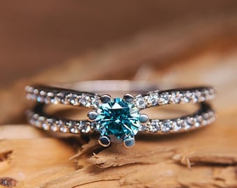 Gemstone Engagement Ring for Her - Dainty Promise Ring Sterling Silver - Natural Swiss Topaz Ring - Unique Multistone Ring for Bride