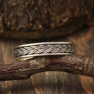 Silver twisted wedding ring, 4mm men's women's anniversary ring, Braided pattern ring