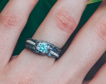 Topaz custom ring, Engagement silver gift for her