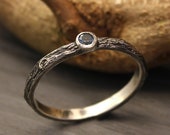 Topaz silver ring in minimalist style, Tree wedding band, Tiny twig silver band, Simple silver wedding ring, Stone on a branch wedding band