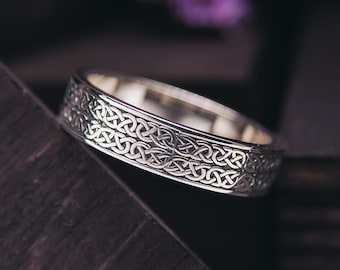 Double Row Celtic Knot Ring - Index Finger Scottish Ring - Durable Silver Double Band - Celtic Jewelry Making - Handmade Wedding Gift