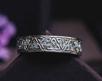 Natural Swiss Topaz Trinity Knot Ring - Celtic Design Ring with Shiny Gemstones - Triquetra Promise Ring Sterling Silver - Topaz Jewelry