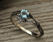 Unusual chevron engagement ring with Topaz, Delicate branch engagement ring, Tree sterling silver V-ring, Unique topaz ring for girlfriend