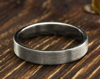 4mm simple silver wedding band in matte finish, Men's or women's wedding ring, Silver matte ring, Sterling silver plain band, Flat ring