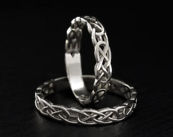 Fedi nuziali celtiche, set di anelli celtici, anelli di coppia, fedi nuziali d'argento, anelli per lui e per lei, fedi abbinate, fedi nuziali in argento sterling