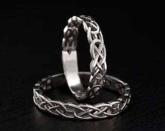 Alianzas de boda celtas, Conjunto de anillos celtas, Anillos de pareja, Alianzas de plata, Anillos para él y para ella, Alianzas a juego, Alianzas de boda de plata de ley