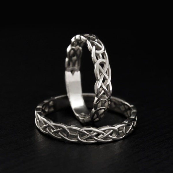 Keltische trouwringen, Keltische ringen set, paar ringen, zilveren trouwringen, ringen zijn en haar, bijpassende bands, trouwringen sterling zilver