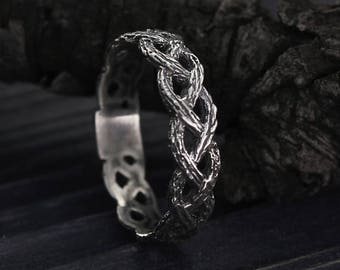 Twist tree wedding band, Silver nature ring, Braided wedding ring, Band for men for women, Silver wedding band, 5mm silver ring