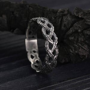 Twist tree wedding band, Silver nature ring, Braided wedding ring, Band for men for women, Silver wedding band, 5mm silver ring