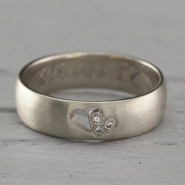 Heart Wedding Band Etsy