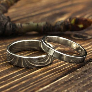 Einfache Verlobung Ring-Set, Silber Eheringe, Schlichte Silber Eheringe, Schlichte Ringe, Seine und Ihre Ringe, Flache Eheringe, Sterling Silberringe