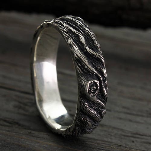 Tree Band Men's Wedding Ring Rustic Wedding Band Tree Etsy