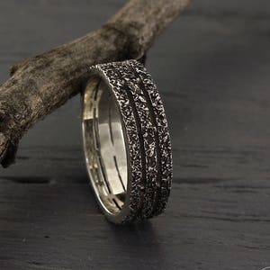 Heavy silver band in oxidized finish, Unusual silver wedding band, Bold ring for men, Men's wedding band, Thick ring for men, Gift for men