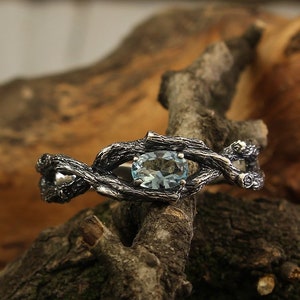 Braided branch engagement ring with Topaz, Twig topaz ring in silver, Womens branch ring, Women's engagement ring, Unique gift for women