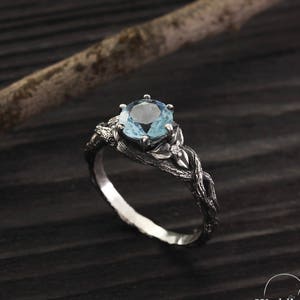 Unique branch engagement ring with topaz, Topaz twig engagement ring, Tree womens ring, Unique engagement ring, Unique women's gift