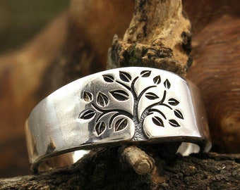 Family tree wedding band, Tree of life silver wedding band, Nature wedding band, Ring with tree, Mens band with tree, Womens tree band