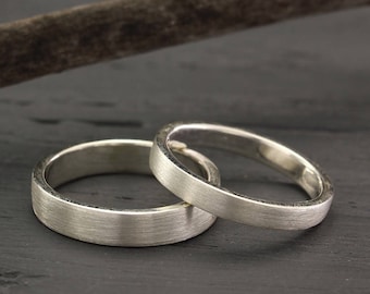 Simple ring set, His and hers promise rings, Simple wedding bands, Matte finish rings, Traditional wedding bands, Minimal wedding rings set