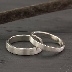 Simple ring set, His and hers promise rings, Simple wedding bands, Matte finish rings, Traditional wedding bands, Minimal wedding rings set