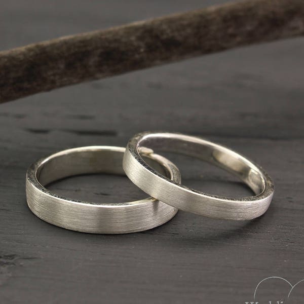 Simple ring set, His and hers promise rings, Simple wedding bands, Matte finish rings, Traditional wedding bands, Minimal wedding rings set