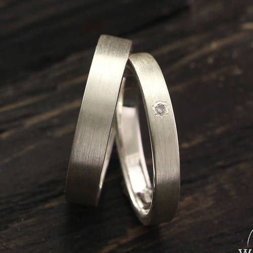 Simple Wedding Band Set His and Hers Wedding Rings Matte Etsy